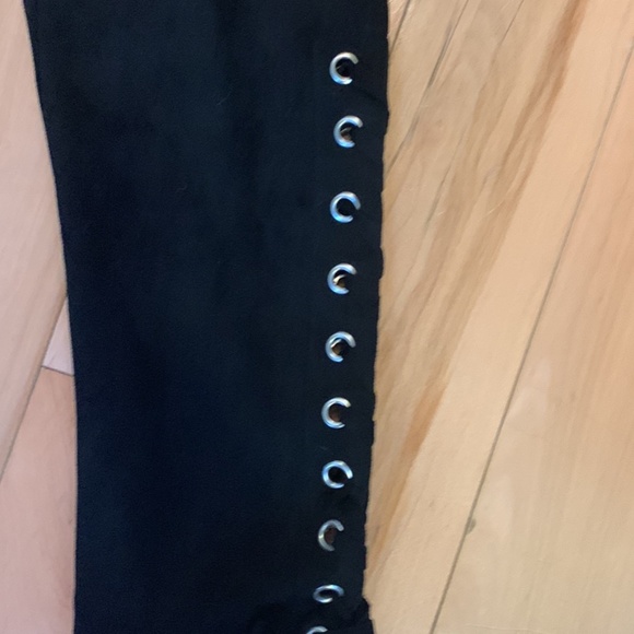 Size medium forever 21 black suede like pants with lace up detail on calves - Picture 3 of 4